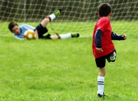 On penalty kicks, the soccer goalie faces a disadvantage.